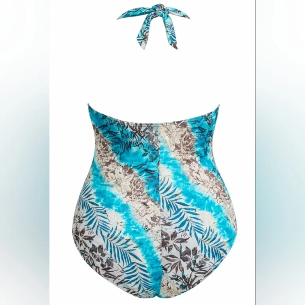 NWT Lane Bryant Venezia Sport Tropical One Piece Halter Swimsuit - Size 20W/2X